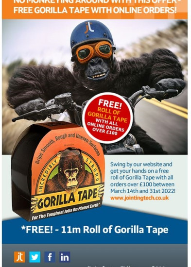Free Gorilla Tape with Online Orders Over £100!