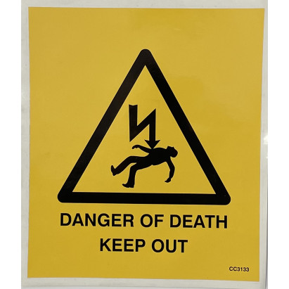 Danger of Death Sign Adhesive Label